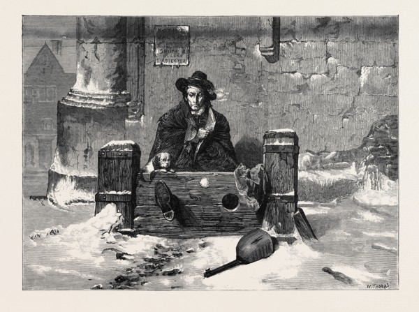 "LEFT OUT IN THE COLD," BY J. RITCHIE, FROM THE WINTER EXHIBITION AT THE FRENCH GALLERY, PALL MALL,