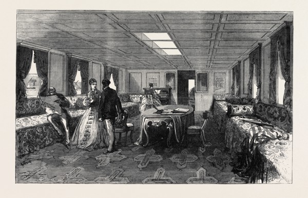 THE PRINCE AND PRINCESS OF WALES IN EGYPT: SALOON OF THE DAHABIEH, OR NILE BOAT, 1869