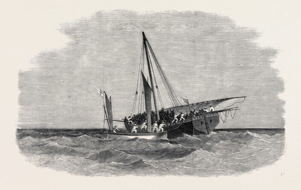 SUPPRESSION OF THE SLAVE TRADE ON THE EAST COAST OF AFRICA: THE CUTTER OF H.M.S. DAPHNE CAPTURING A