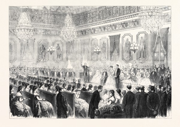 CONCERT IN THE SALLE DES MARECHAUX, AT THE TUILERIES, PARIS, FRANCE, 1869