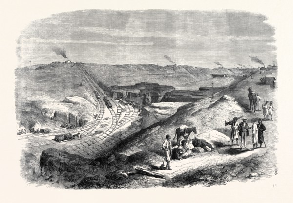 THE ISTHMUS OF SUEZ MARITIME CANAL: THE CUTTING NEAR CHALOUF, 1869