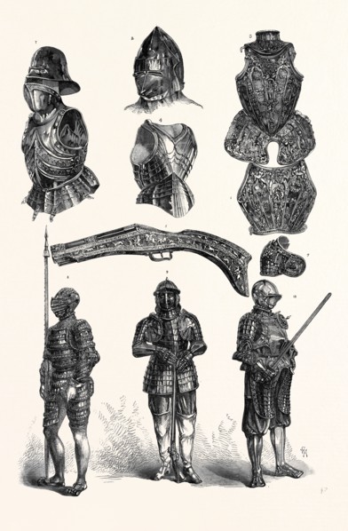ARMS AND ARMOUR IN THE MEYRICK COLLECTION AT SOUTH KENSINGTON MUSEUM, LONDON, UK, 1869
