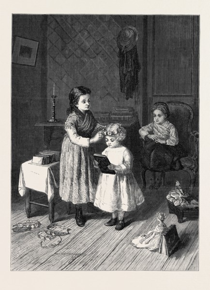 "AWARDING PRIZES, THE SUCCESSFUL COMPETITOR," BY H. DARGELAS, IN THE EXHIBITION AT THE FRENCH