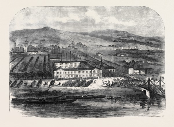 CONFLICT BETWEEN WORKMEN AND SOLDIERS AT THE SERAING IRONWORKS, BELGIUM, 1869