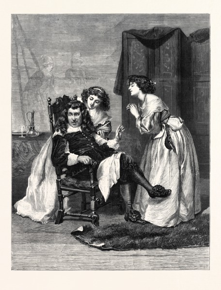"PERSUADING PAPA," BY J. PETTIE, A.R.A., IN THE EXHIBITION AT THE GALLERY, 7, HAYMARKET, 1869, UK