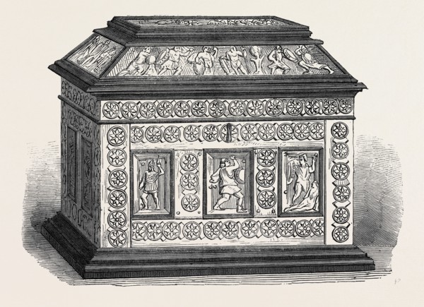 BYZANTINE CASKET OF BONEWORK, SET IN EBONY