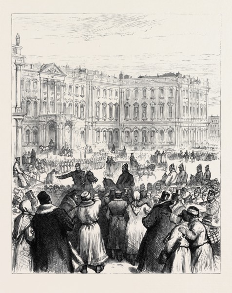 THE ATTEMPT ON THE CZAR'S LIFE: THE SOLTYKOFF DOORWAY OF THE WINTER PALACE, WITHIN WHICH THE