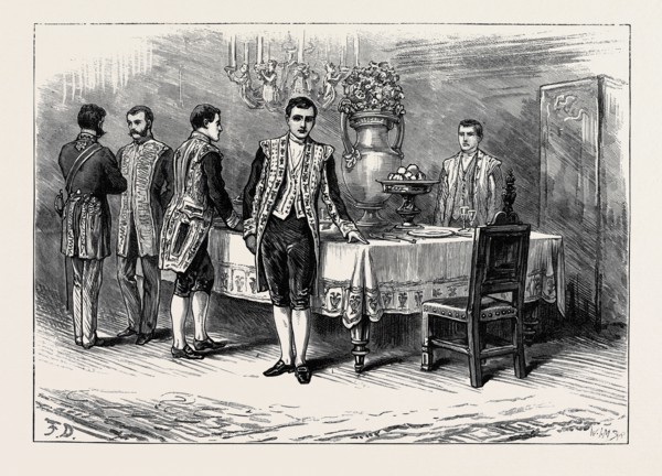 THE ATTEMPT ON THE CZAR'S LIFE: ATTENDANTS AT THE IMPERIAL DINNER TABLE, ST. PETERSBURG, RUSSIA,