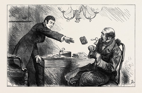 "The usurer, however, chucked him scornfully an old pocket-book with a ten-pound note inside,