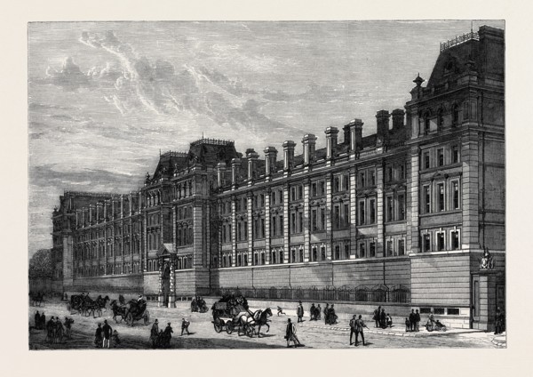 THE NEW CAVALRY BARRACKS AT KNIGHTSBRIDGE, LONDON, 1880