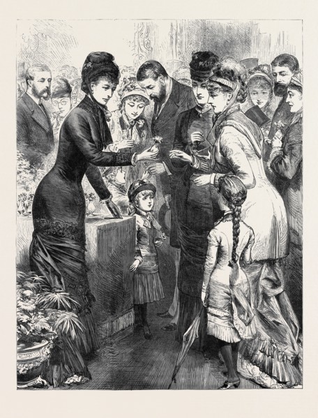 THE PRINCESS OF WALES SELLING FLOWERS AT THE BAZAAR FOR THE KENSINGTON INDUSTRIAL AND TRAINING