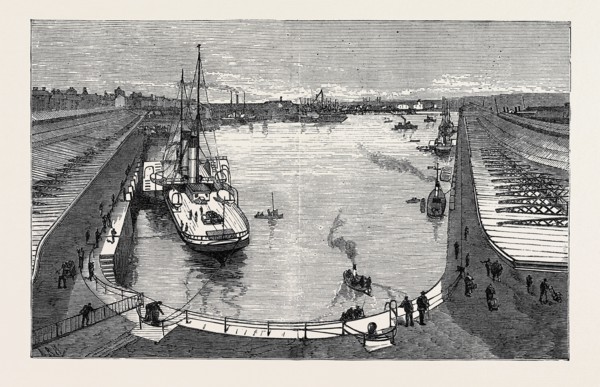 THE NEW DOCK FROM THE HOTEL, HOLYHEAD, 1880
