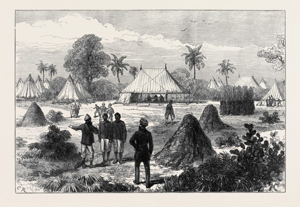 THE ASHANTEE WAR: CAPTAIN GLOVER'S HEADQUARTERS AT ADDAH, 1874