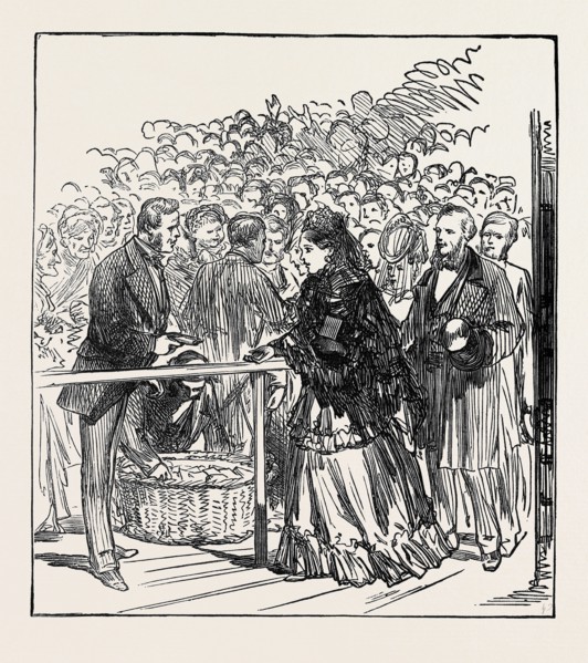 MARRIAGE FESTIVITIES FOR THE DUKE OF EDINBURGH: THE ROYAL MARRIAGE: DISTRIBUTION OF BRIDE-CAKE IN