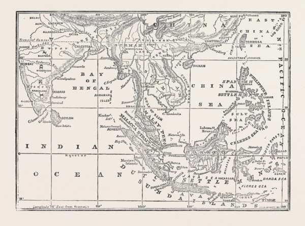 MAP OF THE STRAIT OF MALACCA, 1874