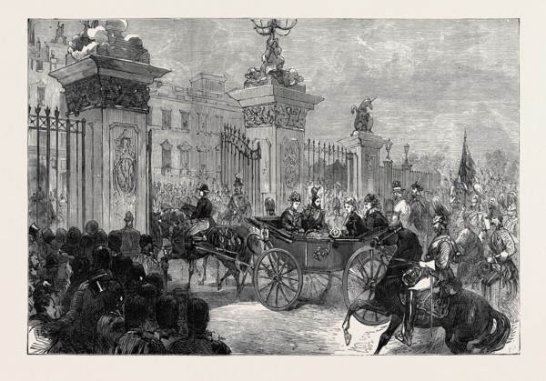 THE ROYAL ENTRY INTO LONDON: THE PROCESSION AT BUCKINGHAM PALACE, 1874