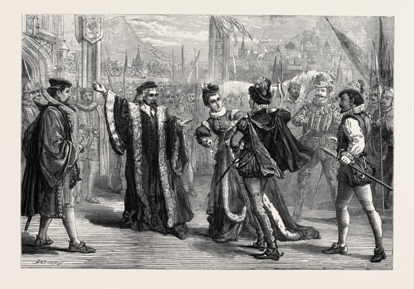 SCENE FROM "MARY, QUEEN O' SCOTS," AT THE PRINCESS'S THEATRE, LONDON, 1874