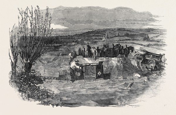 TAKING THE GLOUCESTER AND ABERYSTHWYTH MAIL-COACH OUT OF THE RIVER FROME