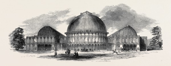 THE GREAT INDUSTRIAL EXHIBITION BUILDING AT DUBLIN: FRONT ELEVATION TO MERRION SQUARE WEST, 1852