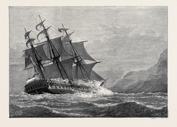 THE AMERICAN FRIGATE CONSTITUTION ON SHORE AT SWANAGE POINT, 1879