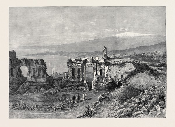 THE DUKE AND DUCHESS OF CONNAUGHT IN SICILY: ANCIENT GREEK THEATRE AT TAORMINA, 1879