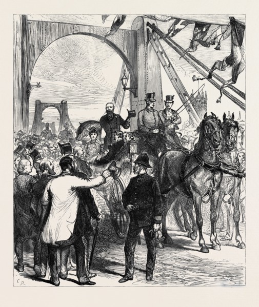 OPENING THAMES BRIDGES FREE OF TOLL: THE METROPOLITAN BOARD OF WORKS RECEIVING THE PRINCE AND