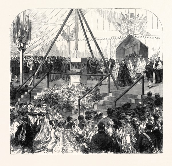 THE QUEEN LAYING THE FOUNDATION STONE OF THE NEW BALL OF THE ROYAL ALBERT ORPHAN ASYLUM, AT