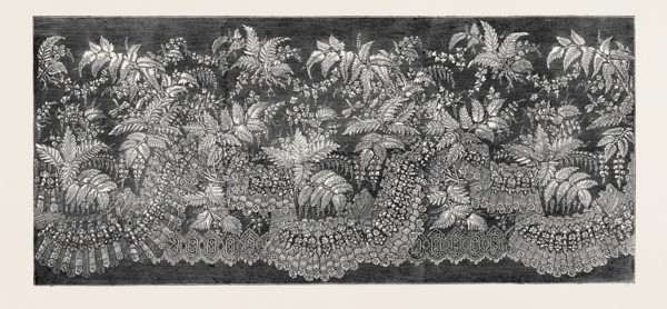THE PARIS INTERNATIONAL EXHIBITION: DESIGN FOR A POINT D'ALENCON FLOUNCE, FRANCE, 1867