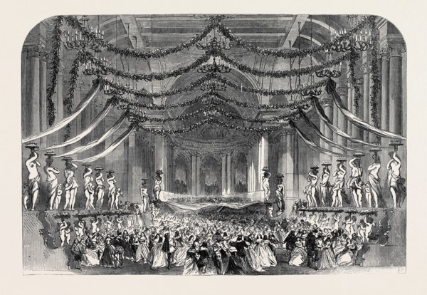 BALL ROOM SCENE FROM "DON GIOVANNI," AT HER MAJESTY'S THEATRE, LONDON, UK, 1867