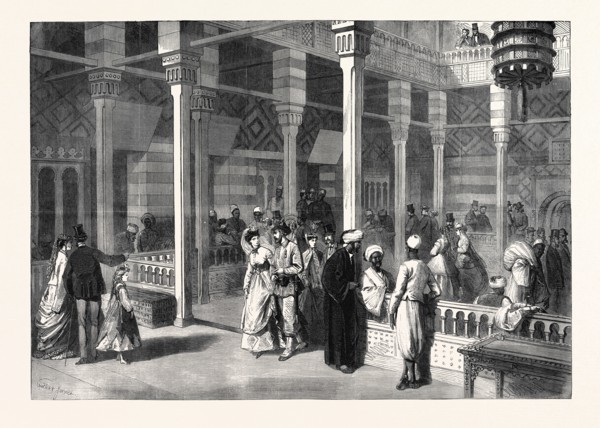 INTERIOR OF THE EGYPTIAN OKEL IN THE PARK OF THE PARIS EXHIBITION, FRANCE, 1867