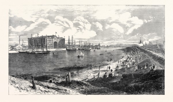 THE NEW RAILWAY STEAMBOAT DOCKS, BARROW-IN-FURNESS, NORTH LANCASHIRE, UK, 1867