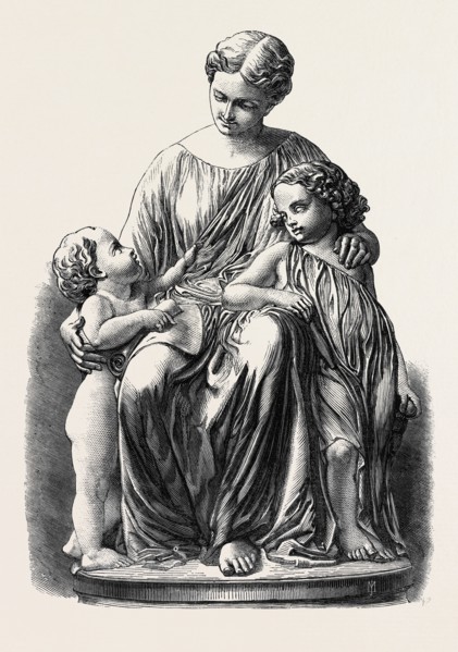 THE PARIS INTERNATIONAL EXHIBITION: GROUP IN MARBLE, "LA MERE," BY E.J.B. FAROCHON, FRANCE, 1867