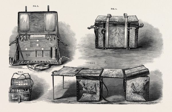 THE PARIS INTERNATIONAL EXHIBITION: BRITISH MEDICINE PANNIERS: 1. MEDICINE PANNIER PACKED FOR