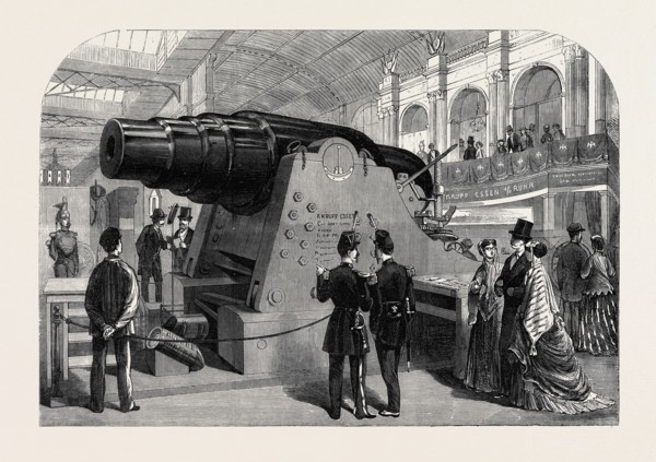 THE PARIS INTERNATIONAL EXHIBITION: KRUPP'S GREAT GUN, PRESENTED TO THE KING OF PRUSSIA BY THE