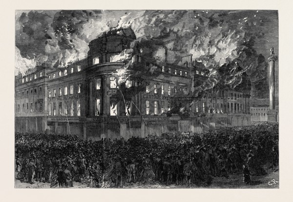 GREAT FIRE IN THE CENTRAL EXCHANGE BUILDINGS, NEWCASTLE-ON-TYNE, UK, 1867