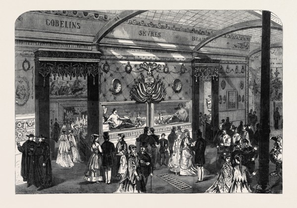 THE PARIS INTERNATIONAL EXHIBITION: ENTRANCE TO THE SÃàVRES, BEAUVAIS, AND GOBELINS COURT, FRANCE,