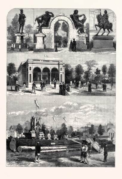 THE PARIS INTERNATIONAL EXHIBITION: MODEL OF THE GATE OF ANTWERP, WITH STATUES, BELGIAN FINE-ART