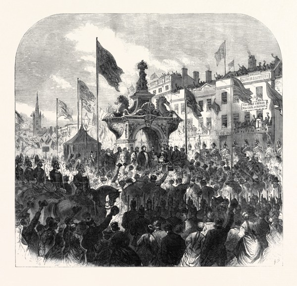 OPENING OF THE DUDLEY FOUNTAIN IN THE MARKETPLACE, DUDLEY, 1867