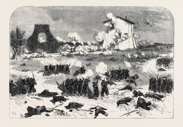 DEATH OF GARIBALDI BY THE PAPAL AND FRENCH TROOPS: COMMENCEMENT OF THE BATTLE OF MENTANA, AT THE