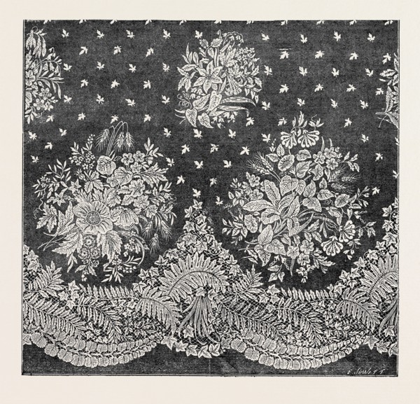 HONITON LACE FLOUNCE BY DEBENHAM, SON, AND FREEBODY, OF WIGMORE STREET, LONDON, THE INTERNATIONAL