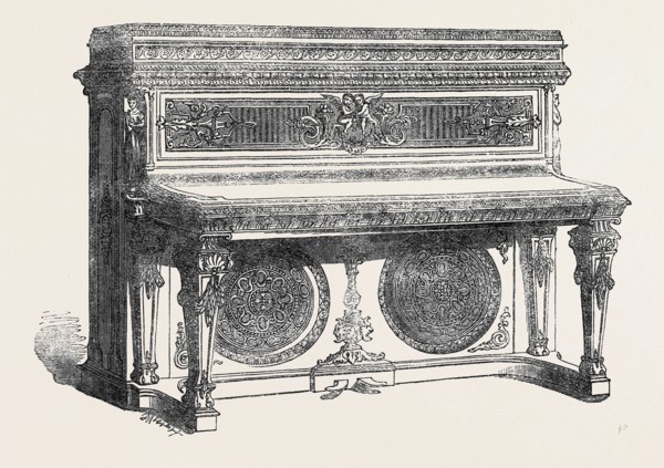 THE INTERNATIONAL EXHIBITION: OBLIQUE GRAND PIANOFORTE BY COLLARD AND COLLARD, 1862