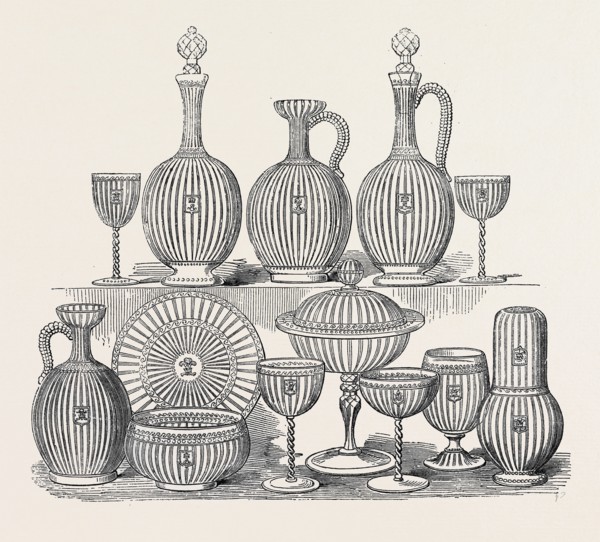 THE INTERNATIONAL EXHIBITION: SERVICES IN GLASS, BY PELLATT AND CO., FOR HIS ROYAL HIGHNESS THE