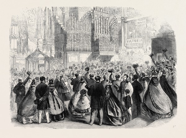THE INTERNATIONAL EXHIBITION: A SCENE NEAR THE EASTERN DOME ON THE CLOSING DAY, 1862
