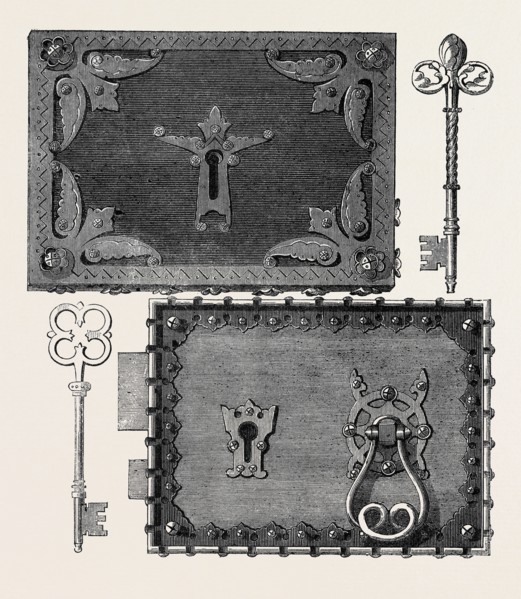 THE INTERNATIONAL EXHIBITION: HOBBS AND ASHLEY'S GOTHIC LOOM AND KEYS, 1862
