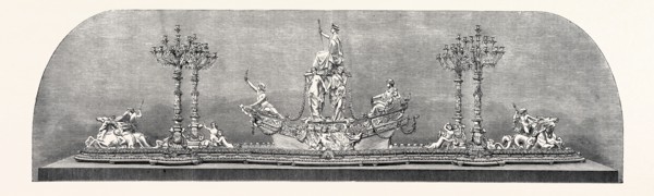 THE INTERNATIONAL EXHIBITION: PLATEAU AND CANDELABRA BY MESSRS. CRISTOFLE, OF PARIS, 1862
