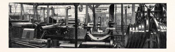 THE INTERNATIONAL EXHIBITION: GROUP OF OBJECTS IN STEEL EXHIBITED BY MR. KRUPP, OF ESSEN, PRUSSIA,