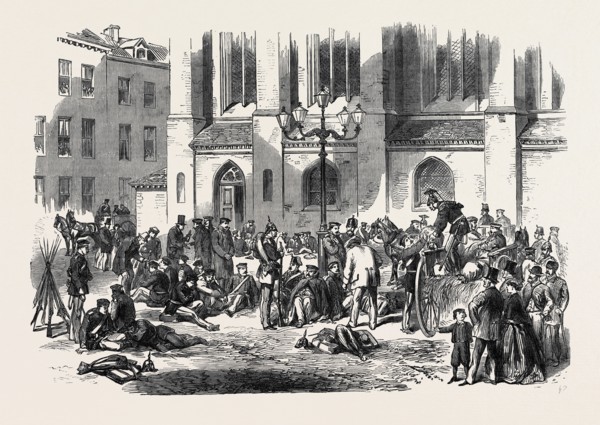 THE AUSTRO-PRUSSIAN WAR: HALT OF A CONVOY OF SICK PRUSSIAN SOLDIERS RETURNING TO BERLIN, 1866,