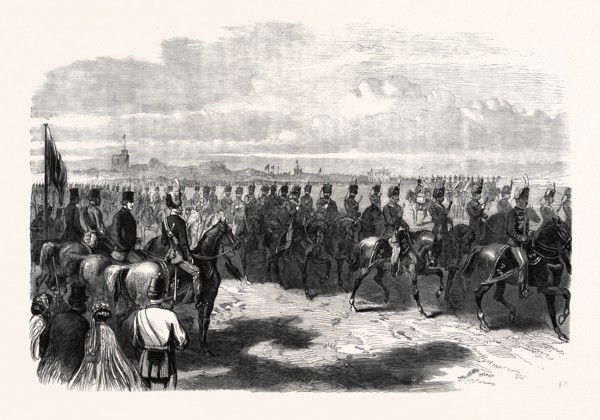THE PRINCE OF WALES INSPECTING THE 11TH HUSSARS AT COLCHESTER, UK, 1866