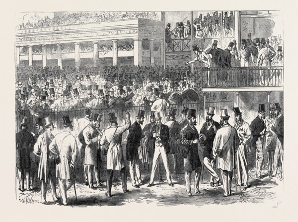 ASCOT RACES: THE BETTING RING AT ASCOT, UK, 1866