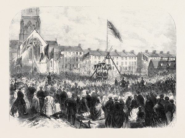 LORD RAVENSWORTH LAYING THE FOUNDATION STONE OF THE NEWCASTLE FREE GRAMMAR SCHOOL, UK, 1866